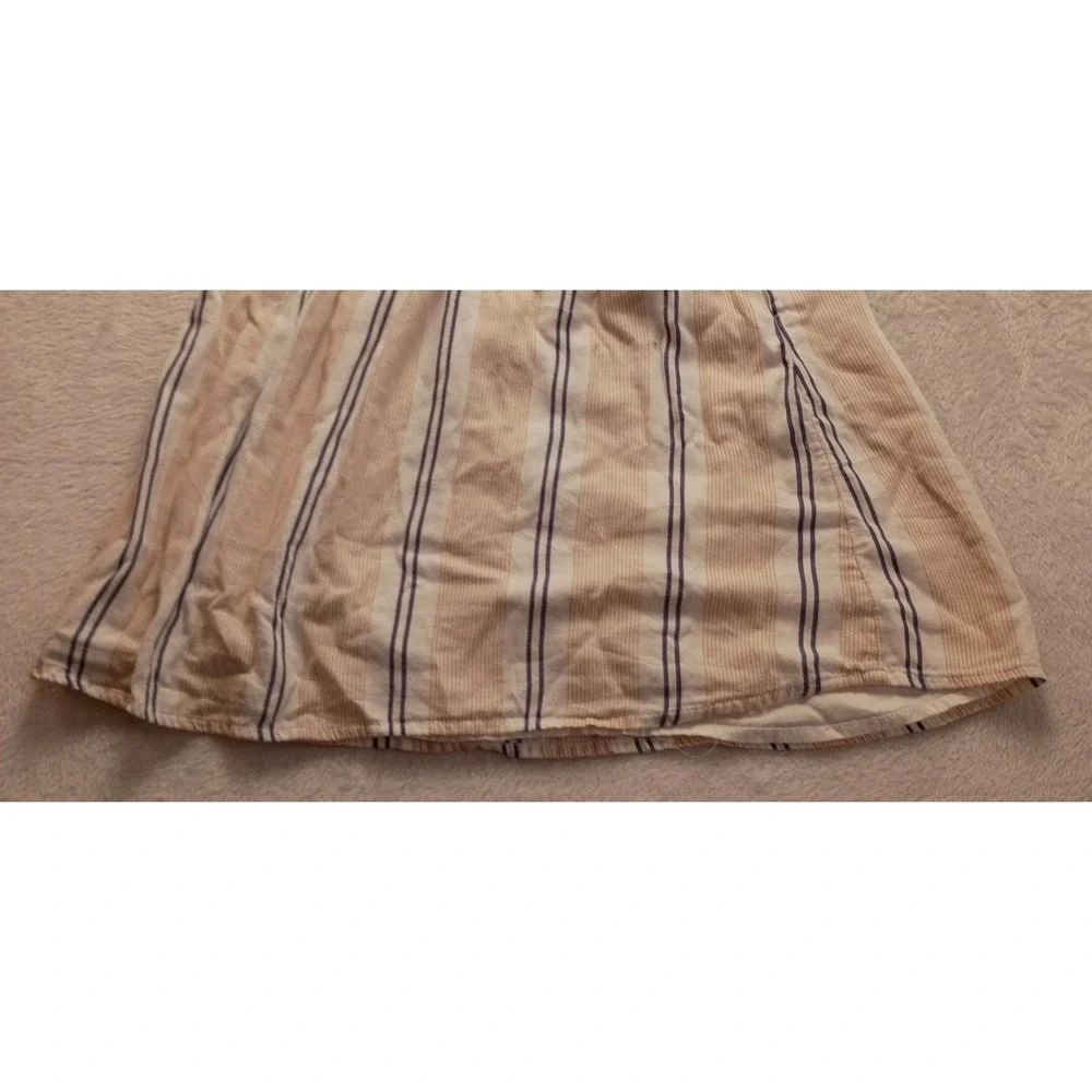 Abercrombie Kids Striped Button Front Sundress Tan Navy Blue Size 13/14 NWOT